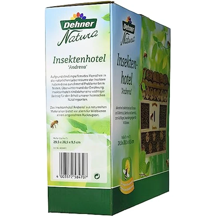Dehner Natura Insektenhotel Andrena, ca. 29.5 x 9.5 x 28.5 cm, Kiefern-, Tannenholz/Bambus/Sperrholz, natur – Bild 4