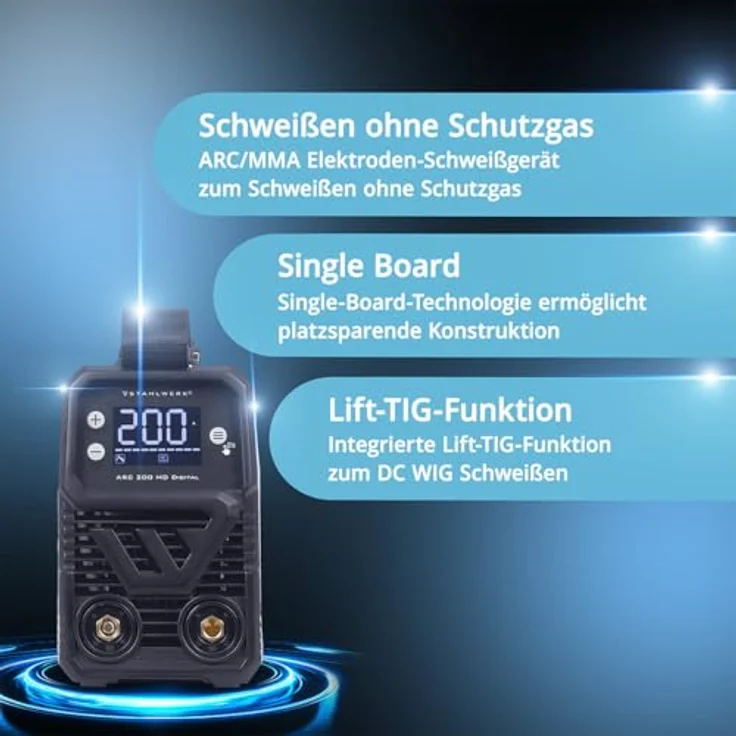 STAHLWERK ARC 200 MD Digital Inverter E Hand Schweißgerät 200 A MMA Lift TIG, kompakt und leicht mit automatischer Stromanpassung, IP21S Schutzart – Bild 4