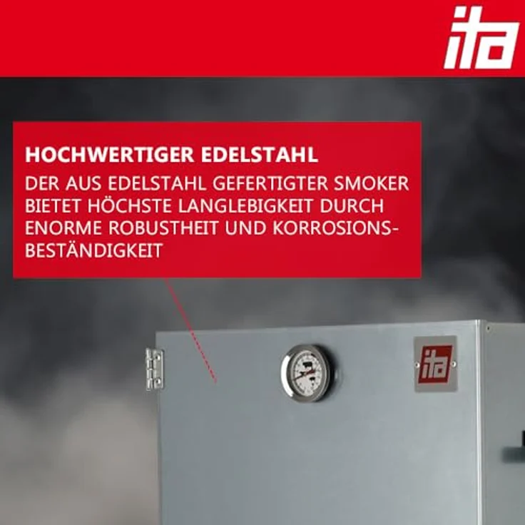ITA Räucherofen 7005, Premium Räucherschrank aus Edelstahl, 3 Etagen für bis zu 7 kg Fleisch, Made in EU – Bild 4