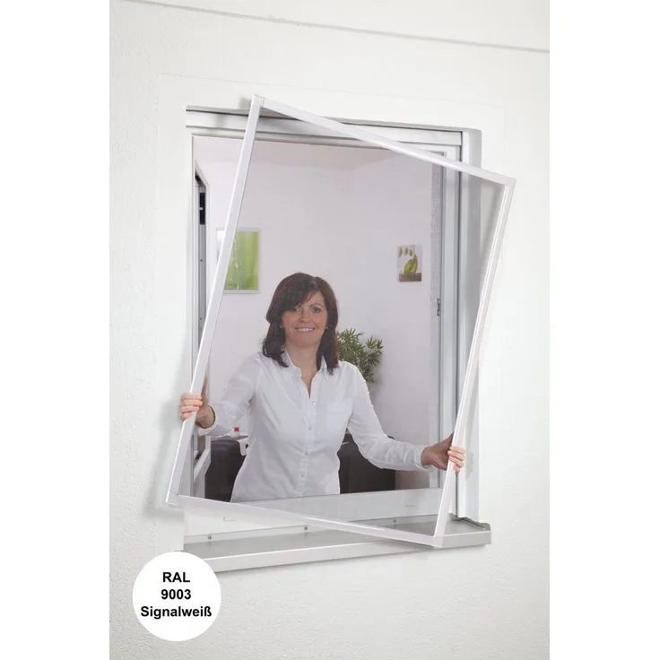 hecht international Insektenschutz-Fensterrahmen Basic, 120x140 cm, individuell kürzbar, Aluminium mit Fiberglasgewebe
