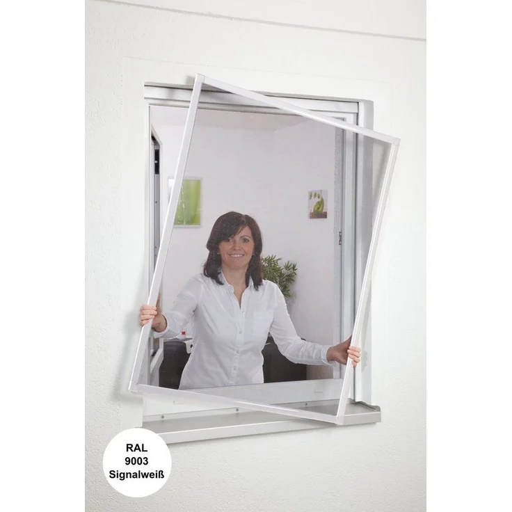 hecht international Insektenschutz-Fensterrahmen Basic, 120x140 cm, individuell kürzbar, Aluminium mit Fiberglasgewebe
