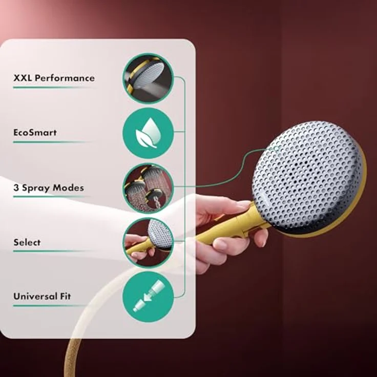 hansgrohe Raindance Alive Select S, Duschbrause mit Wassersparfunktion, Anti-Kalk und drei Strahlarten, polierte Gold-Optik, 7,1 l/min – Bild 2