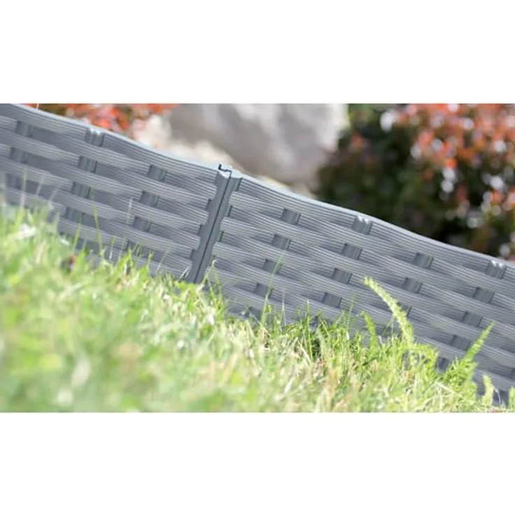 Annastore Palisade L 3,9 Meter - H 18 cm - Beeteinfassung aus frostbeständigem Kunststoff - Rattan Optik - 5 Module