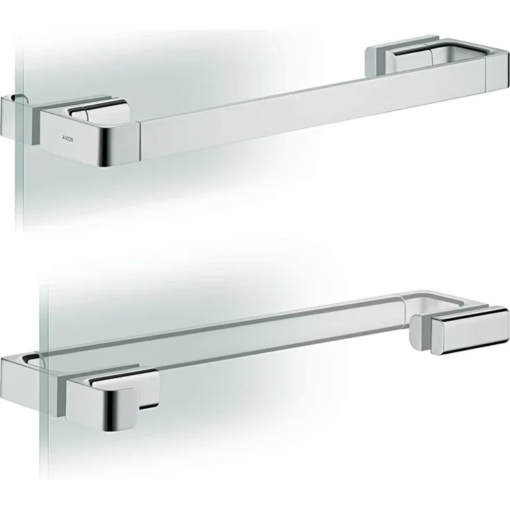 Hansgrohe AXOR UNIVERSAL Accessories Duschtürgriff 444 mm, Metall, geeignet für Gläser von 6 - 12 mm, als Badetuchhalter nutzbar, 42837300
