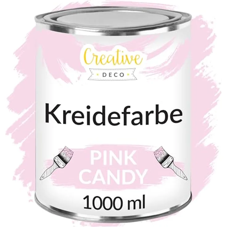 Creative Deco Rosa Kreidefarbe für Möbel 1000 ml | Abwaschbarer Möbellack für Landhaus- und Vintage-Stil, ohne Schleifen, mit Wisch- und Gradient-Effekt
