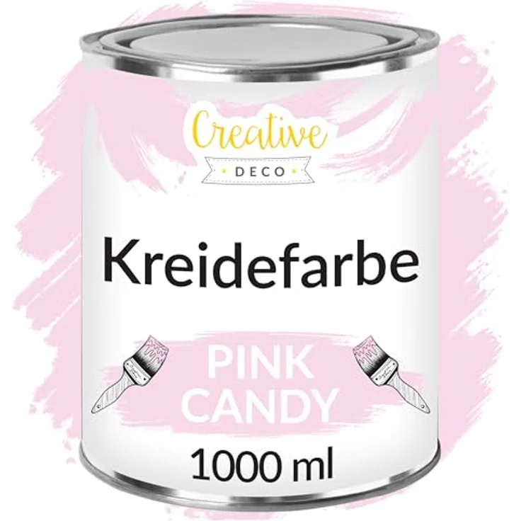Creative Deco Rosa Kreidefarbe für Möbel 1000 ml | Abwaschbarer Möbellack für Landhaus- und Vintage-Stil, ohne Schleifen, mit Wisch- und Gradient-Effekt – Bild 1