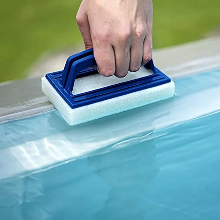 Zelsius Poolschwamm mit Griff | 14,5 x 9 x 6,5 cm | Pool Handbürste mit Schwamm | Bodenbürste, Poolbürste, Reinigungsbürste zur Poolreinigung | Poolrand Reiniger, Algenbürste, Handschrubber – Bild 2