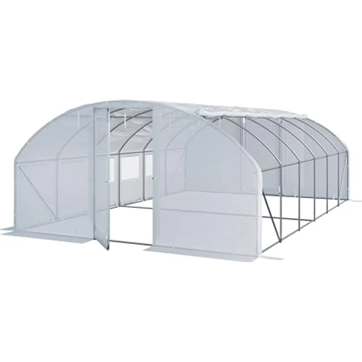 TOOLPORT Premium Foliengewächshaus 4x6m, PE-Plane 180g/m², weiß-transparent – Bild 1