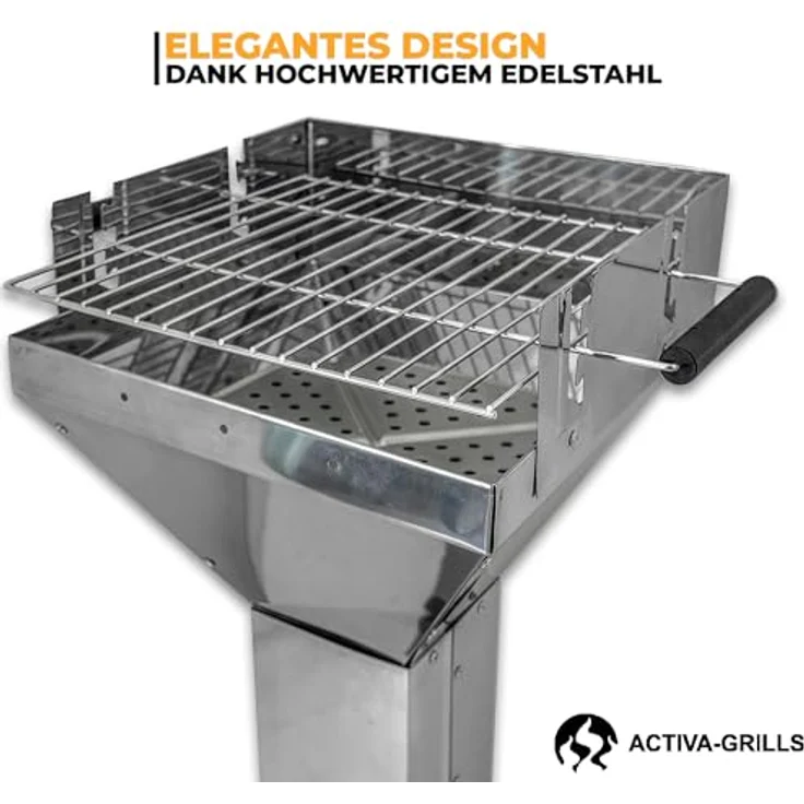 Activa Holzkohlegrill Säulengrill Saalfeld, Holzkohlegrillfläche 36 x 36 cm – Bild 3