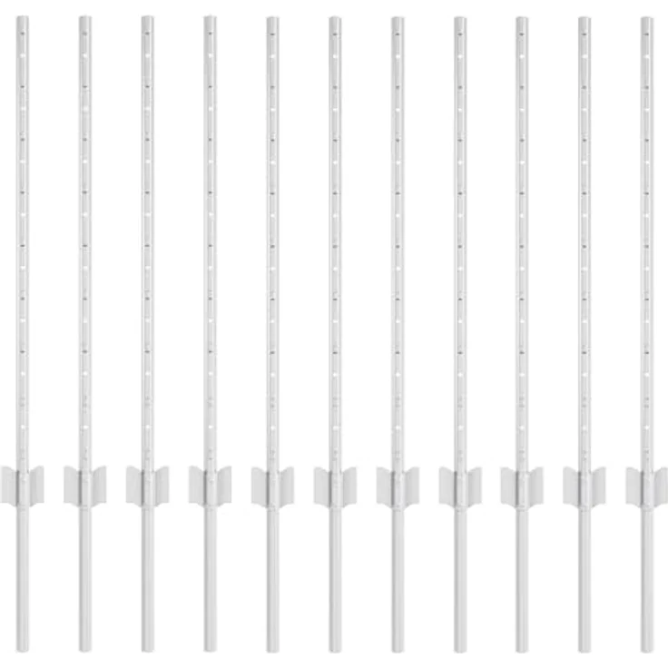 vidaXL Zaunpfosten Set, 11 Stück U-Kanal, 80 cm, verzinkter Stahl, silberendab. – Bild 1