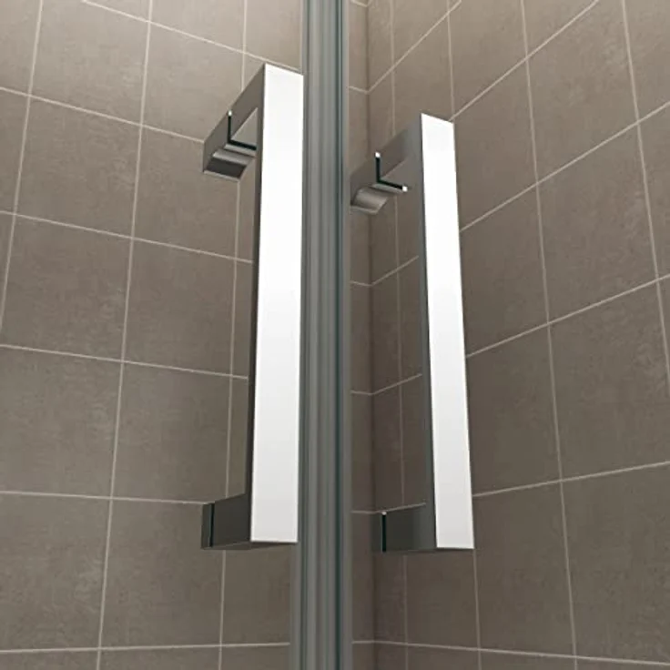 i-flair Duschtür 74-77 cm, 185 cm hoch, aus 6 mm transparentem Sicherheitsglas mit Edelstahlgriffen und magnetischer Dichtung – Bild 7