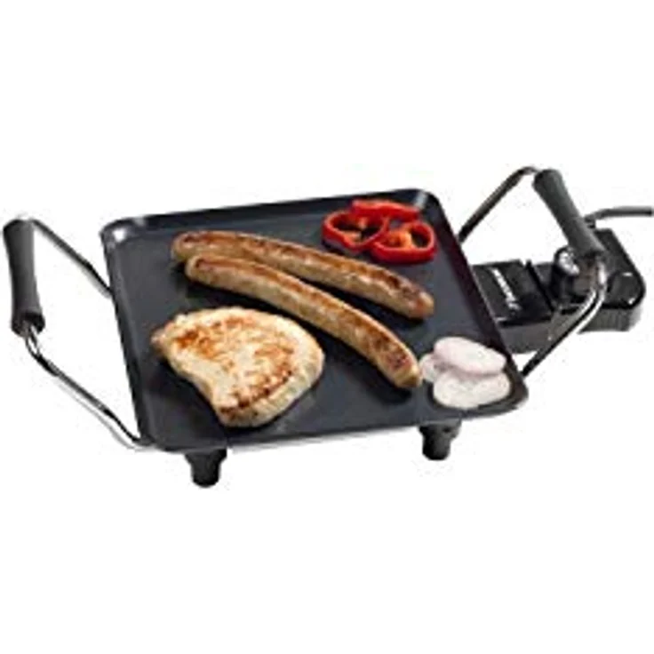 Bestron Elektrische Plancha-Teppanyaki-Grillplatte klein mit Antihaftbeschichtung, 1000 W, Schwarz – Bild 4