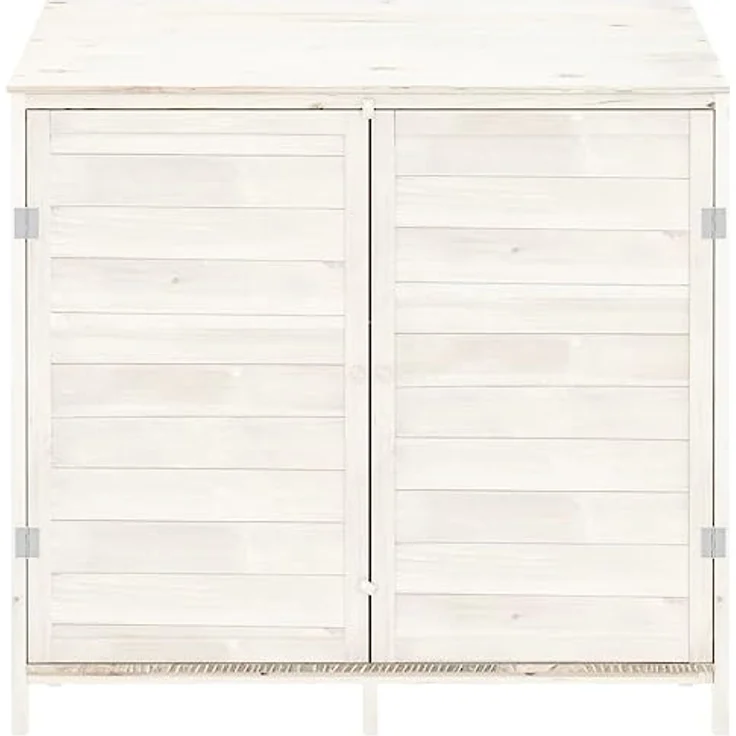 vidaXL Geräteschuppen Weiß 102x52x112 cm Massivholz Tanne – Bild 3