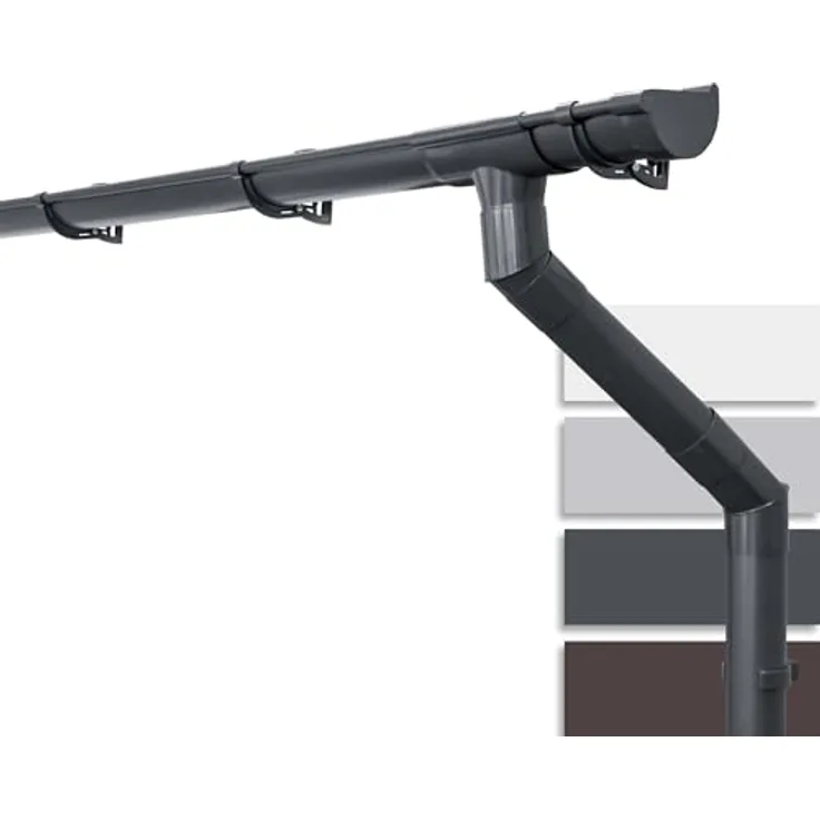 INEFA Dachrinnen Set PVC 3m NW 100 Halbrund, anthrazit, witterungsbeständig für Gartenhaus und Carport