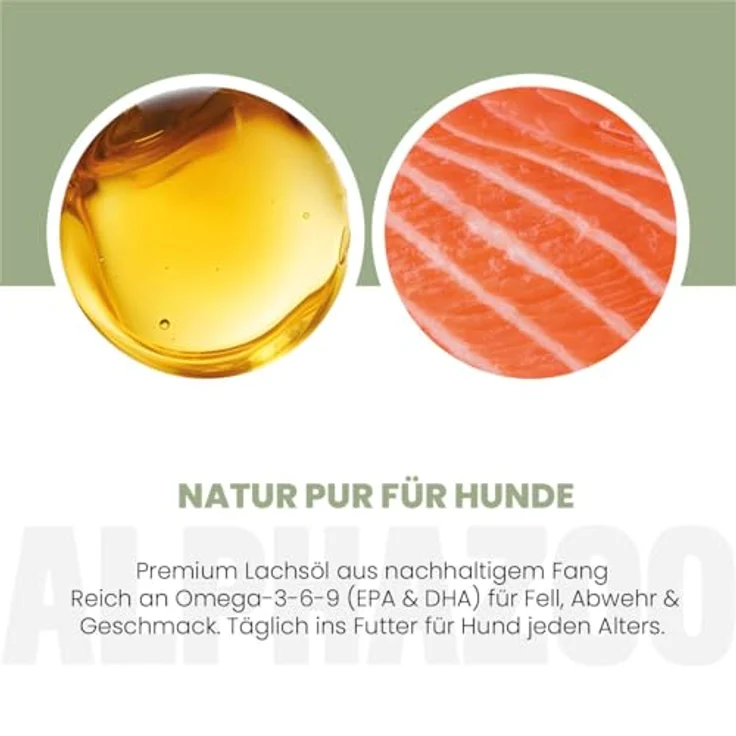 ALPHAZOO Premium Lachsöl für Hunde & Katzen, 250 ml, reich an Omega-3 Fettsäuren, natürliches Fischöl für Haut und Fell – Bild 4