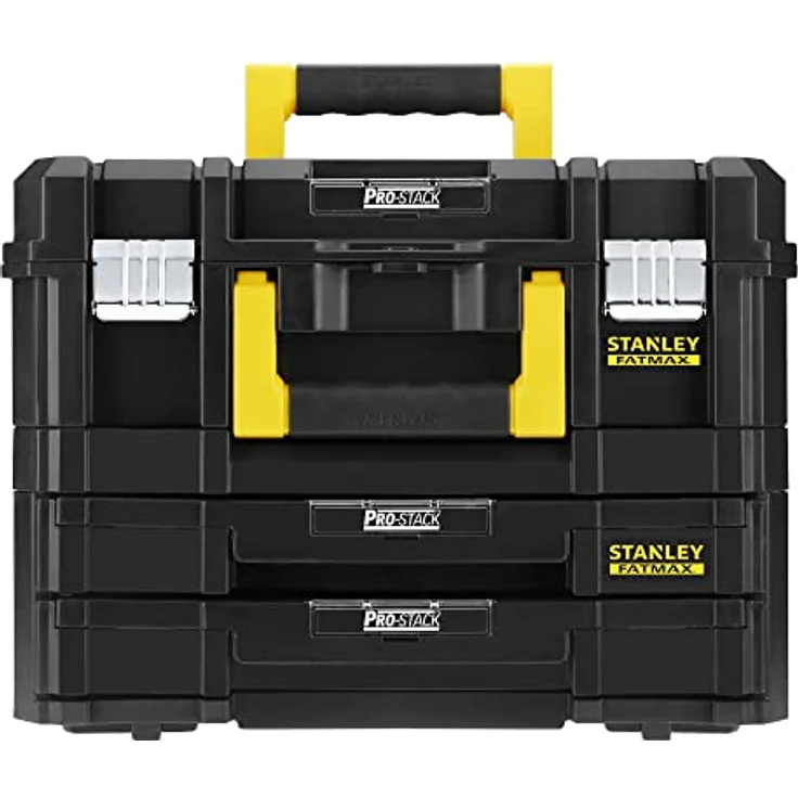 Stanley FatMax Pro-Stack Werkzeugkoffer Combo(21,5L Fassungsvermögen, mit 2 Schubladen und Organizern für Kleinteile, mit Metallschließen, mit herausnehmbaren Innenteilern) FMST1-71981 – Bild 2