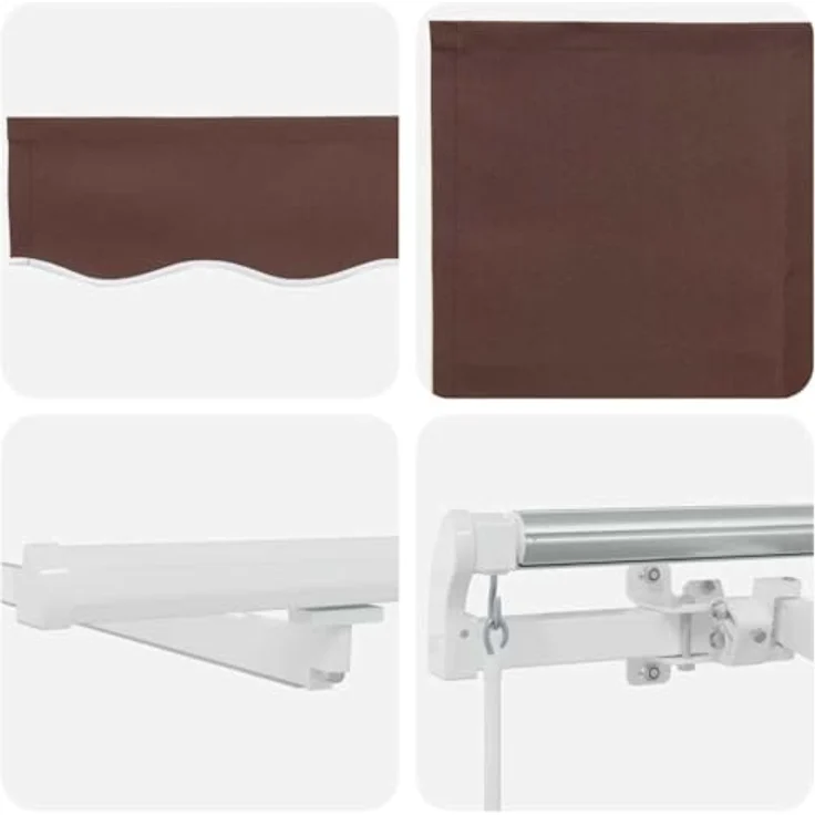 vidaXL Markise Markise Manuell mit LED Braun 450x300 cm Aluminium, wasser- und schmutzabweisend, mit LED-Leuchten und Pulverbeschichtung – Bild 5