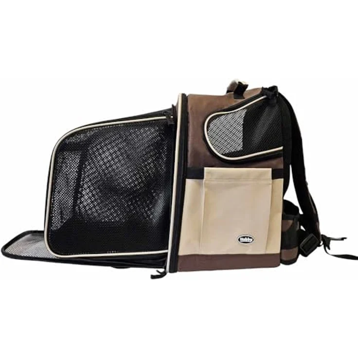 Nobby Rucksack Extend braun 32 x 28 x 41 cm, strapazierfähige Mikrofaser, abwaschbar, für bis ca. 10 kg, mit drei Utensilienfächern inkl. Kotbeutelspender, mit Karabiner und herausnehmbarem Boden, ausklappbare Seitenteile wandeln Rucksack in Box um, mit Reflektorstreifen – Bild 4