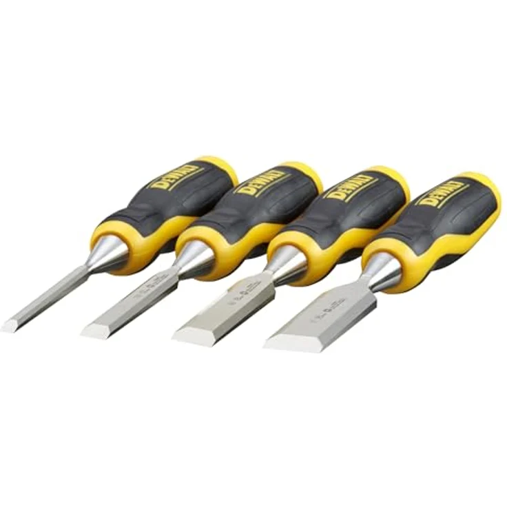 DeWalt Stechbeitel, Beitel, Schnitzbeitel, 4 teilig. Set, gelackte Klinge aus Karbonstahl, Holzbeitel, Stecheisen – Bild 2