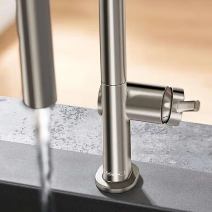 hansgrohe Talis M54 Küchenarmatur, Einhebelmischer mit Ausziehauslauf und Edelstahl Finish, ComfortZone 210, Schwenkbereich 360° – Bild 3