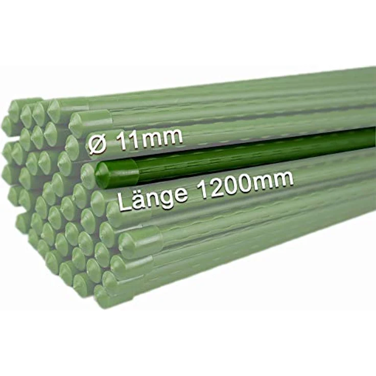 Novatool Rankhilfe, 50 Pflanzstäbe 120 cm grün, 11 mm Durchmesser, wetterfest und korrosionsbeständig für Tomaten und Kletterpflanzen – Bild 2