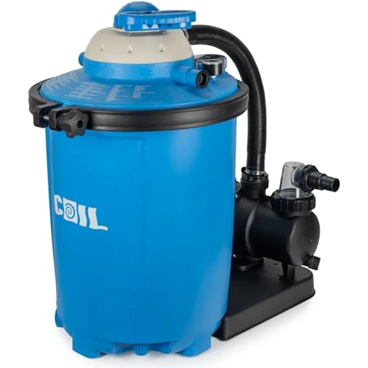 COIL Pool-Filterpumpe 19000 l/h, Sandfilter mit 7-Wege-Ventil und 75 kg Sandbehälter, für Aufstellpools bis 82 m³ – Bild 1