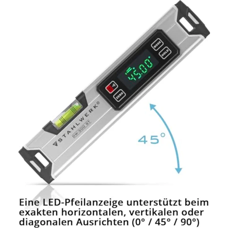 STAHLWERK Digitale Wasserwaage DW-300 ST aus Aluminium 300 mm, magnetisch | LED-Display | Winkelmesser – Bild 3