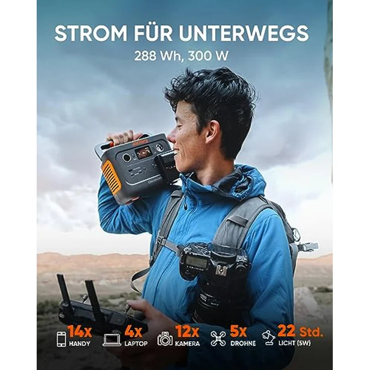 Jackery Explorer 300 Plus Tragbarer Powerstation, 256 Wh Solargenerator mit LiFeP04,bis zu 300W Leistung, Balkonkraft für Notstrom/Camping/Wohnmobile/zu Hause – Bild 5