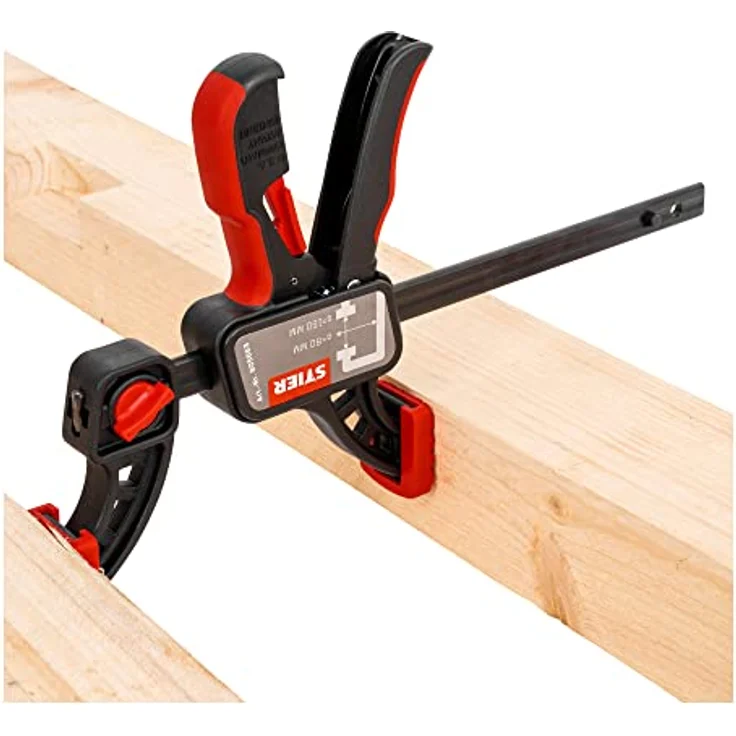 STIER Einhandzwinge, 150 mm Spannweite, 80 mm Ausladung, zum Spannen und Spreizen, ergonomisch geformter Griff – Bild 3