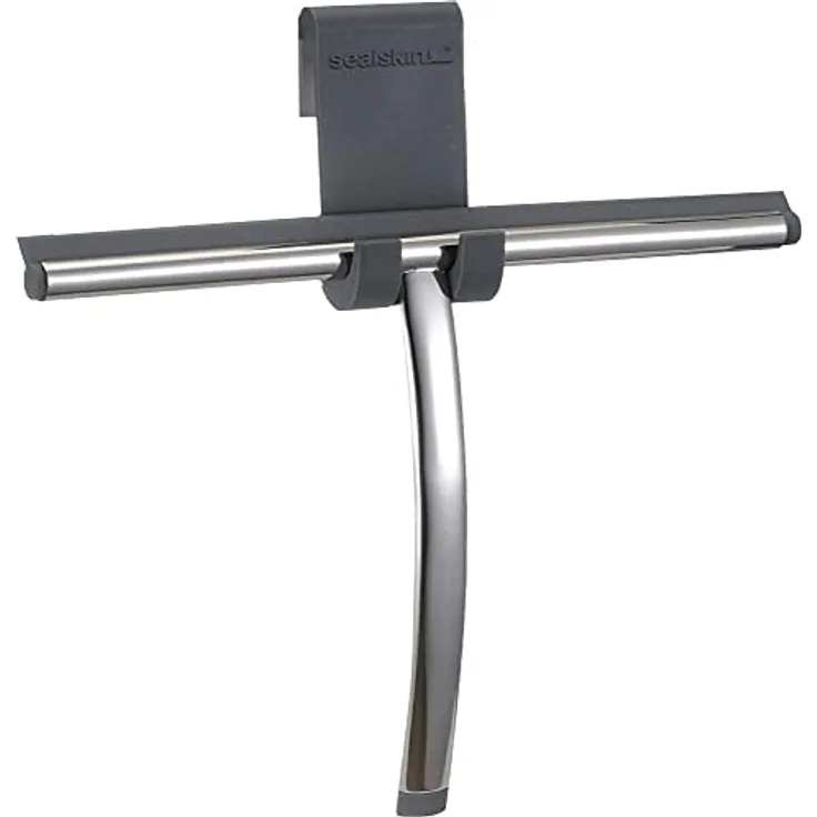 Sealskin Duschabzieher Deluxe, Glaswischer inklusive flexiblem Halter, Edelstahl poliert