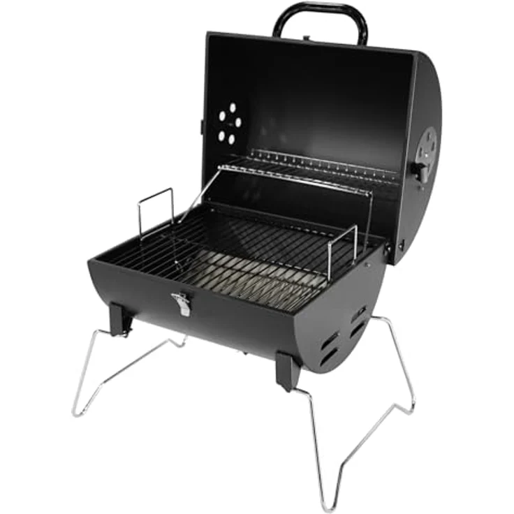 TAINO CHAROX Holzkohlegrill, tragbarer kompakter Tischgrill für Balkon und Camping, 37x34,5 cm Grillfläche, schwarz – Bild 2