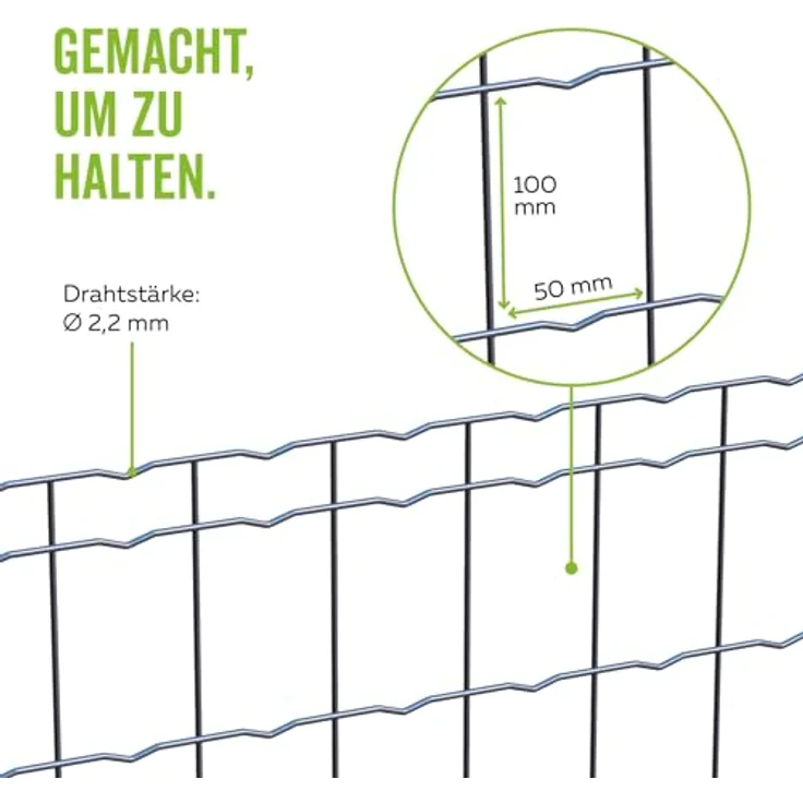Alberts 604905 Schweißgitter Fix-Clip Pro®, anthrazit-metallic, Höhe 153 cm, Länge 25 m, Maschenweite 50 x 100 mm, Stahl verzinkt – Bild 3