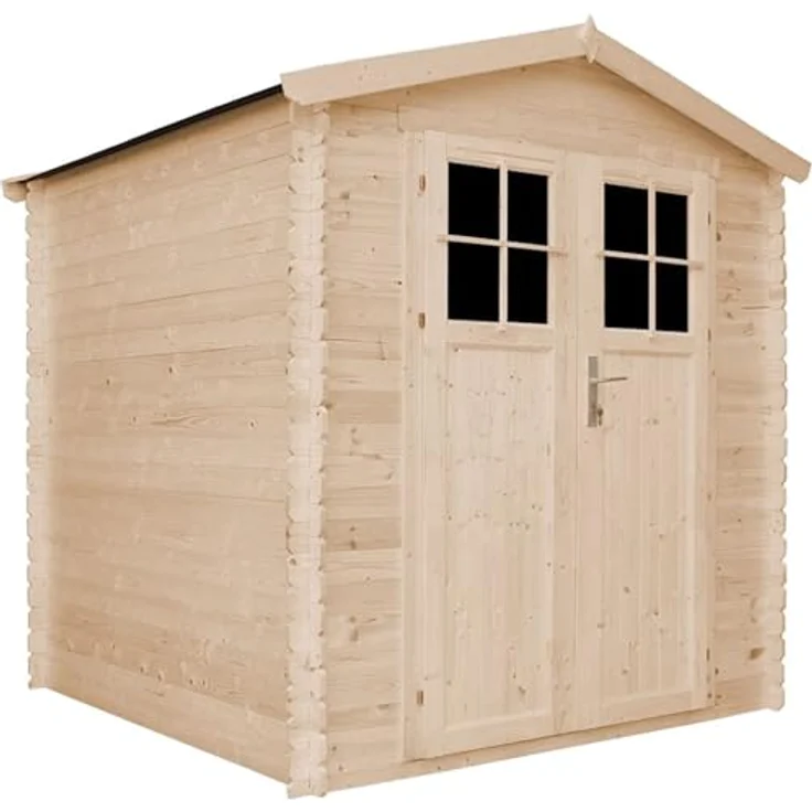 TIMBELA Gartenhaus Holz - Geräteschuppen Holz - Gerätehaus Hochwertige abschließbare Tür mit Boden Imprägnierte B216xL206xH216 cm/ 3.53 m2 - Gartenhäuser & aufbewahrung M343F+M343G – Bild 1