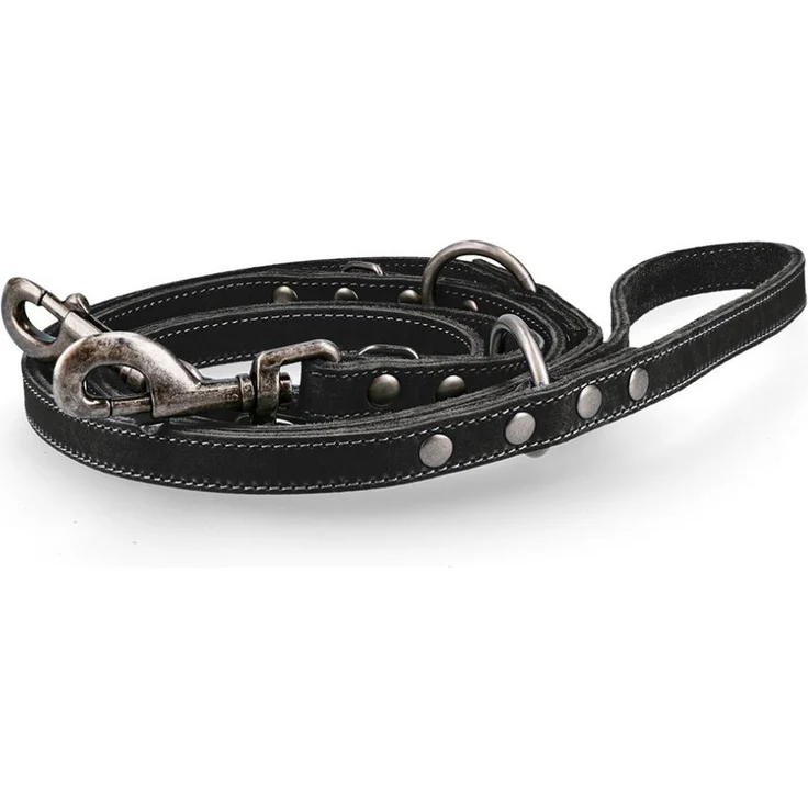 Spotted! Pro Hundeleine Leder Trainingsleine Schwarz 1,6x250cm, hochwertige und langlebige Trainingsleine aus Rinderleder