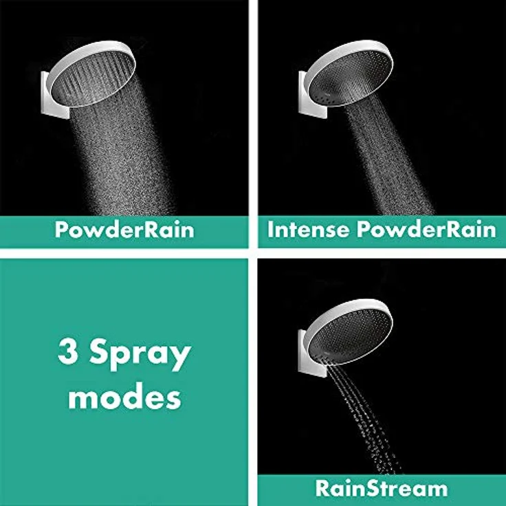 hansgrohe Rainfinity 3jet Kopfbrause mit Brausearm, matt weiß, 3 Strahlarten, 28.10 l/min, inkl. Duscharm – Bild 5