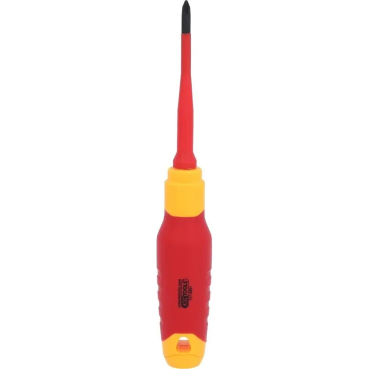 KSTOOLS VDE PH-Schraubendreher PH1, 100 mm Klingenlänge aus brüniertem S2 Spezialstahl mit 2-Komponentengriff, isoliert bis 1000 Volt
