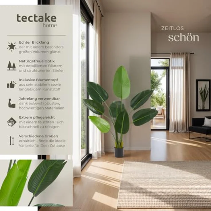 tectake Künstliche Paradiesvogelbaum Tropic, Höhe 120,00 cm, naturgetreue Optik, pflegeleicht – Bild 3