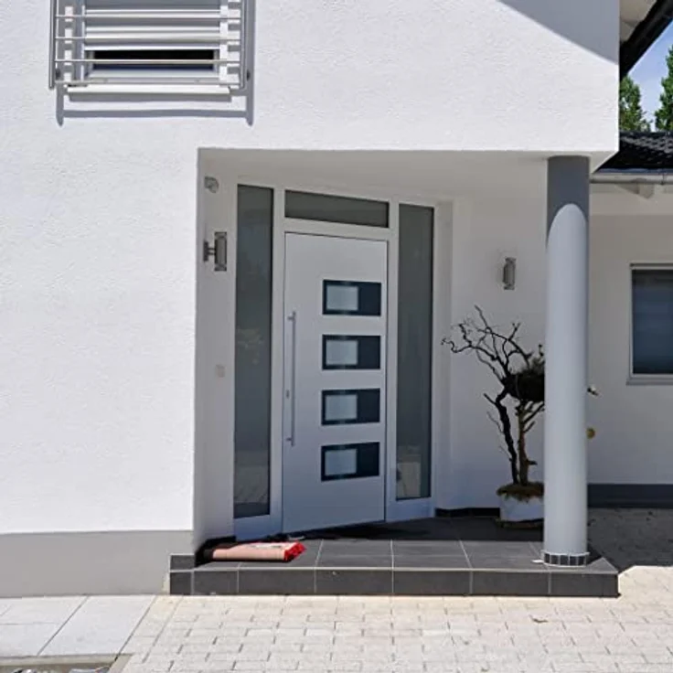 vidaXL Eingangstür, Haustür aus PVC und Aluminium mit verstellbaren Scharnieren, 5-Wege Sicherheitsschloss, weiß – Bild 2