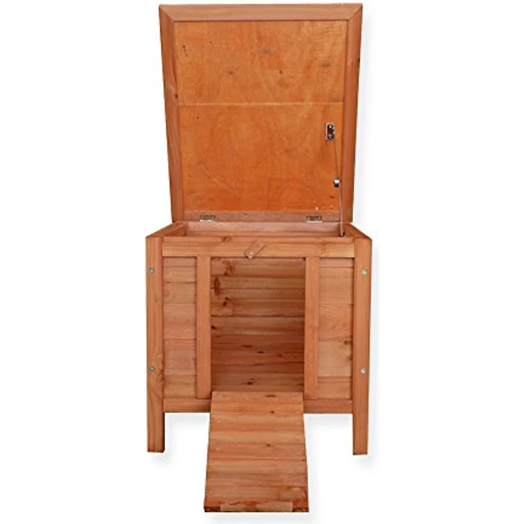 Wiltec Katzenhaus 420 x 515 x 430 mm aus Fichtenholz, Kleintierhaus Kaninchenstall mit Dach aufklappbar, Bitumeneindichtung, Tierstall für Garten/Balkon – Bild 2