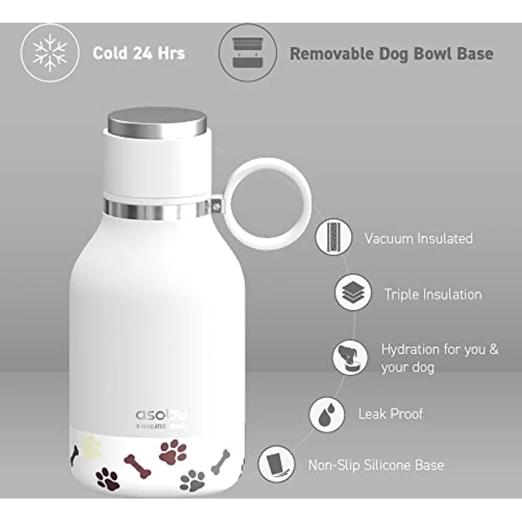 Asobu - Dog Bowl - Edelstahlflasche mit Hundenapf 1 Liter Weiß – Bild 3