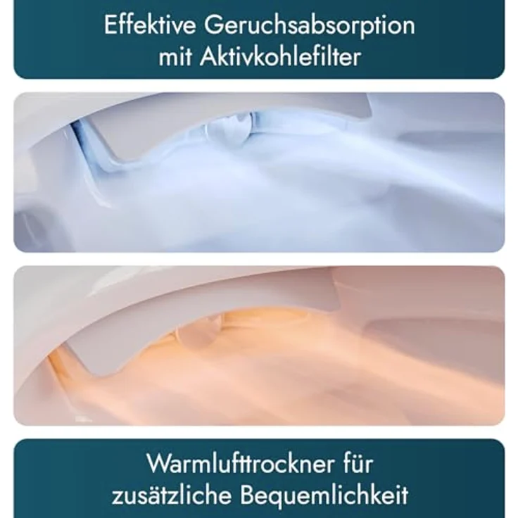 Bernstein Dusch-WC Pro+ 1102, Dusch-WC mit Warmlufttrockner, Soft-Close, Geruchsabsorption, Nachtlicht, Weiß – Bild 5