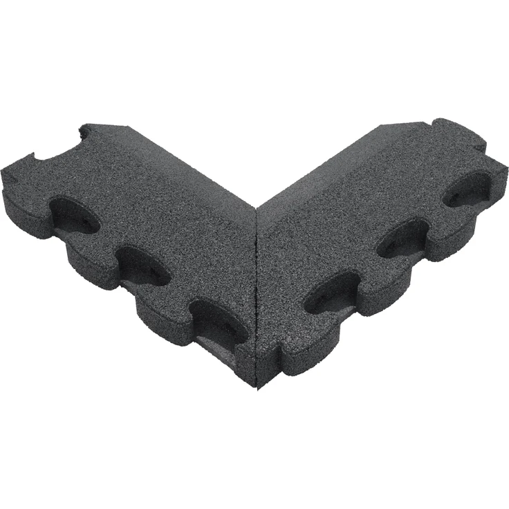Gum-Tech Negatives Eckstück Abgeschrägt für Fallschutzplatten, 55 x 25 cm, grau, Gummigranulat, rutschfest, für sichere Abschlüsse in Kindergarten und Spielplatz