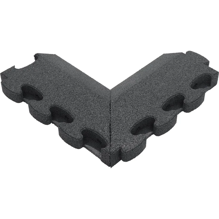 Gum-Tech Negatives Eckstück Abgeschrägt für Fallschutzplatten, 55 x 25 cm, grau, Gummigranulat, rutschfest, für sichere Abschlüsse in Kindergarten und Spielplatz