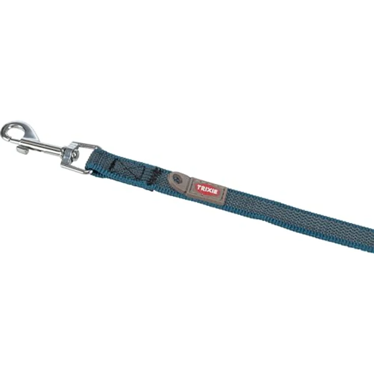 TRIXIE Schleppleine 15 m/15 mm, gummierte Hundeleine für kleine Hunde, robuster Gurtband und stabiler Bolzenhaken, Petrol – Bild 2