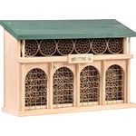 dobar® green label 22395FSCe Großes Wildbienenhotel "Dublin" - Insektenhotel für Wildbienen & Insekten - Bienenhaus aus Massivholz - hochwertige Insektennisthilfe - 44 x 13,5 x 30 cm - Grün