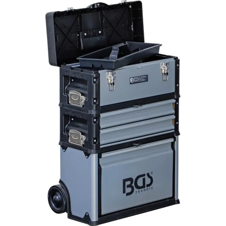 BGS TECHNIC Montagewagen fahrbar, Werkstattwagen mit 3 abnehmbaren Teilen, max. Tragfähigkeit 75 kg, Höhe 720 mm, schwarz – Bild 7
