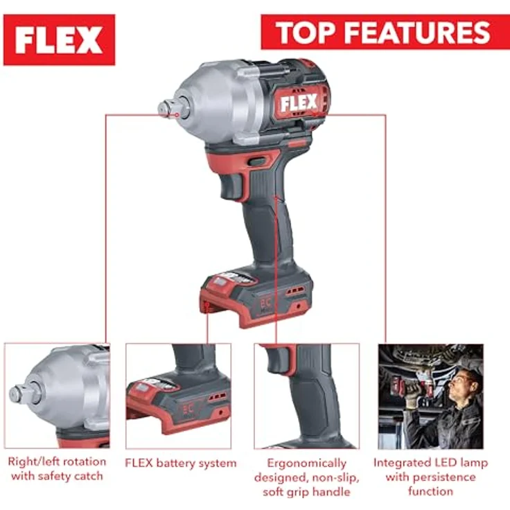 Flex Akku Schlagschrauber IW 1/2" 750 18.0-EC C, 18 V, bürstenloser Motor, 3 Drehmomentstufen, 1/2" Außen, kraftvolles Schlagwerk – Bild 3