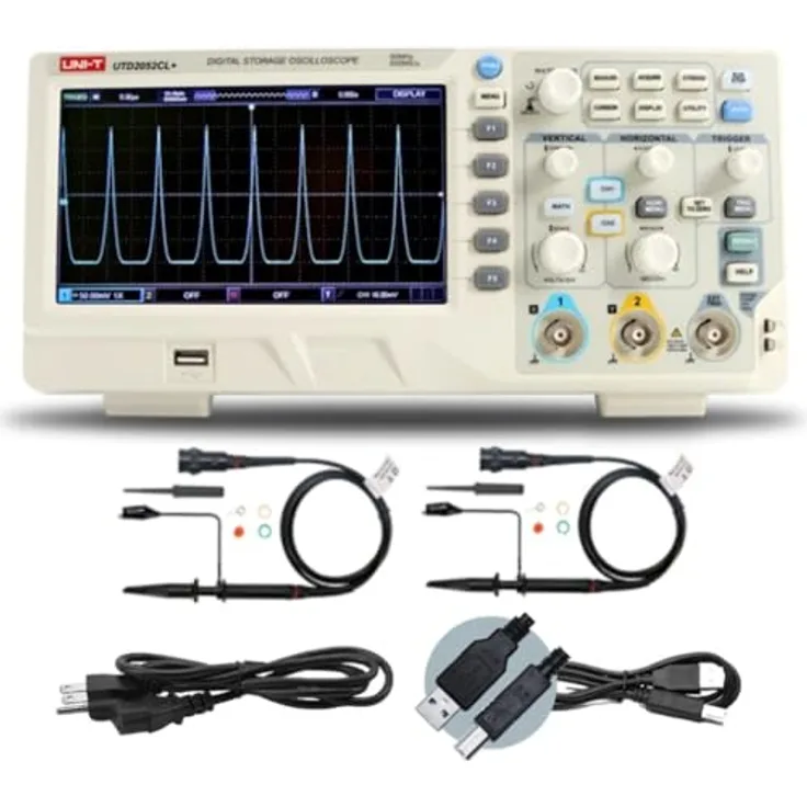 UNI-T UTD2052CL+ Economy Digital Oszilloskop 50 MHz bis 100 MHz Bandbreite, 5000 Wfms/s, blau
