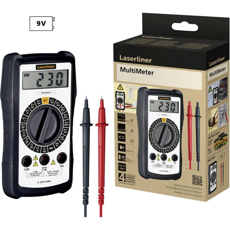 LASERLINER Spannungsprüfer Laserliner MultiMeter Hand-Multimeter, nachhaltige Konstruktion, präzise Messungen, gut ablesbares Display
