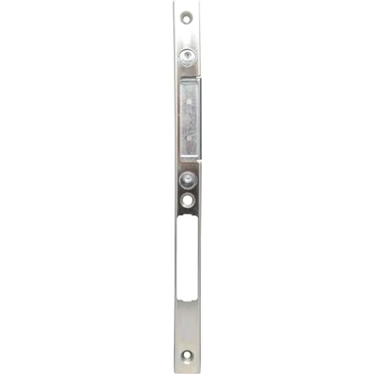 KFV Schließblech Falle/Riegel verstell. Stulp 16mm, links, verzinkt silberfärbig, für Eurofalz 18 mm